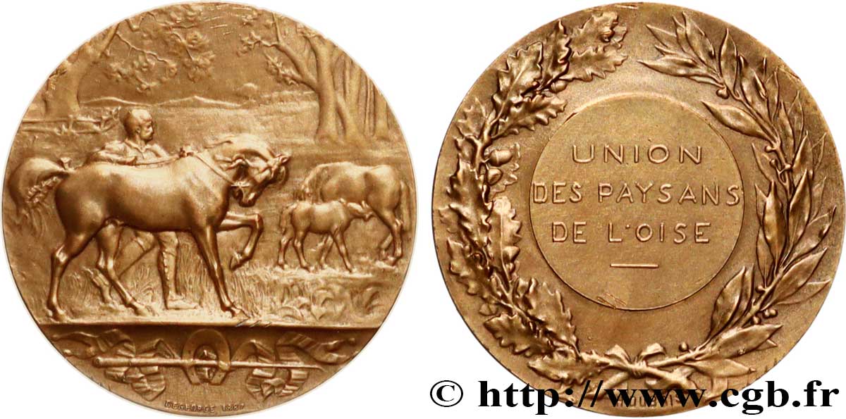 III REPUBLIC Médaille, Union des paysans de l’Oise AU