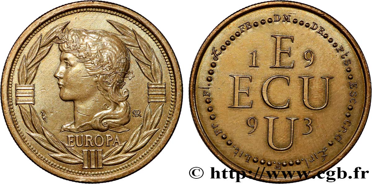 CINQUIÈME RÉPUBLIQUE Médaille symbolique, Ecu Europa TTB
