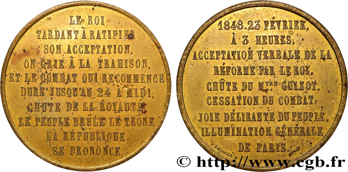 ZWEITE FRANZOSISCHE REPUBLIK Médaille, acceptation verbale de la réforme par le roi fVZ