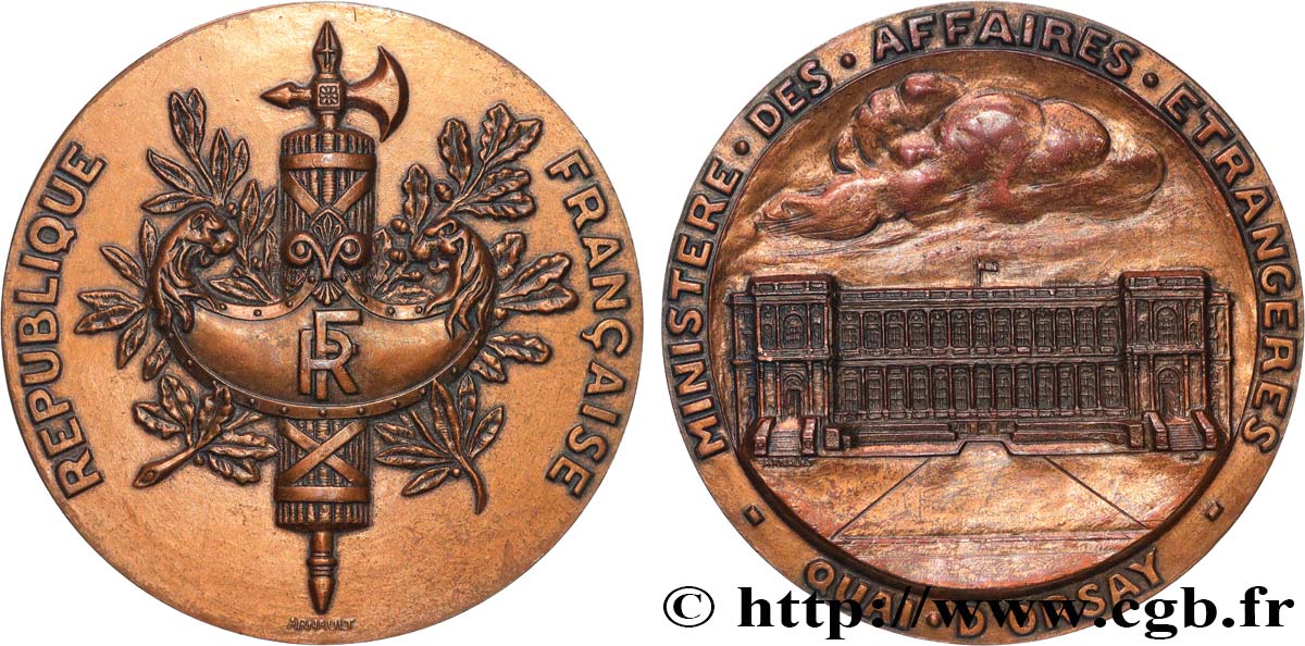 CINQUIÈME RÉPUBLIQUE Médaille, Ministère des affaires étrangères TTB+