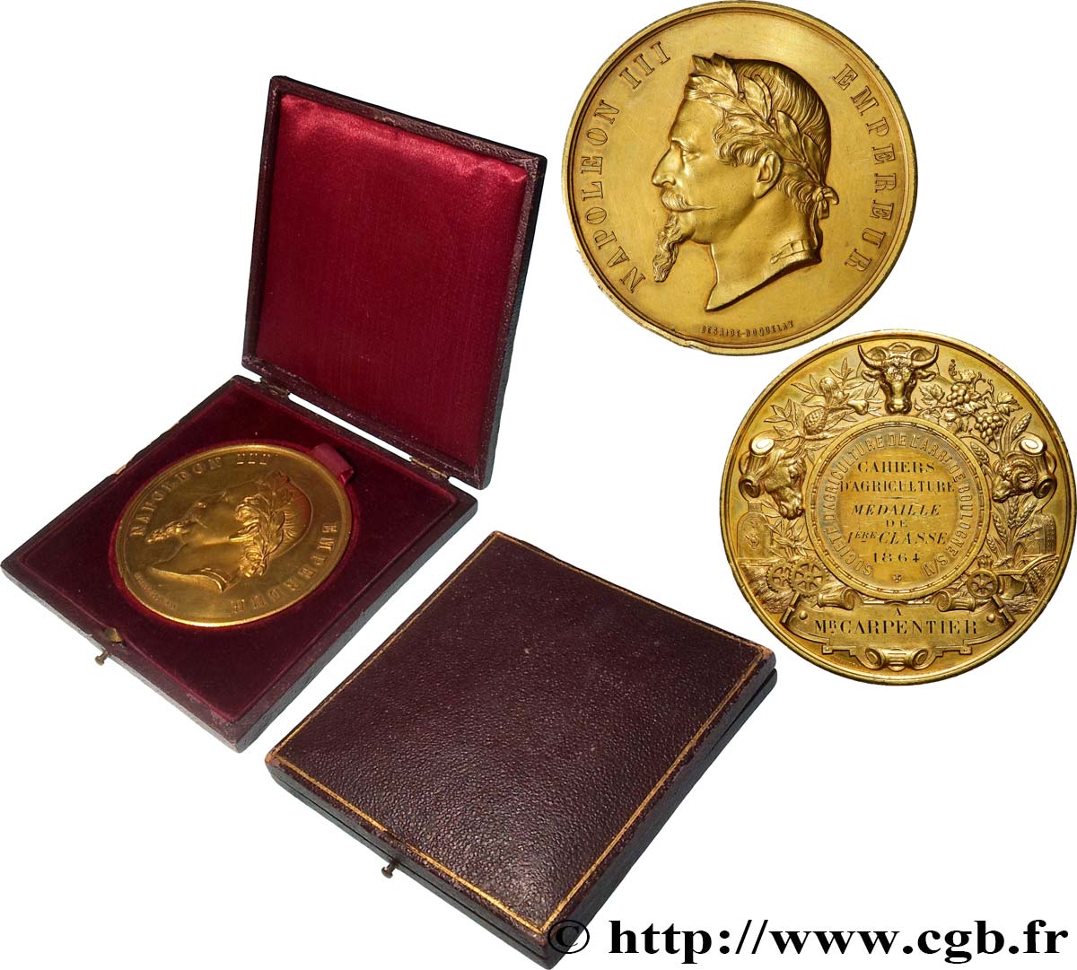 SECOND EMPIRE Médaille, Société d’agriculture, Cahiers d’agriculture AU