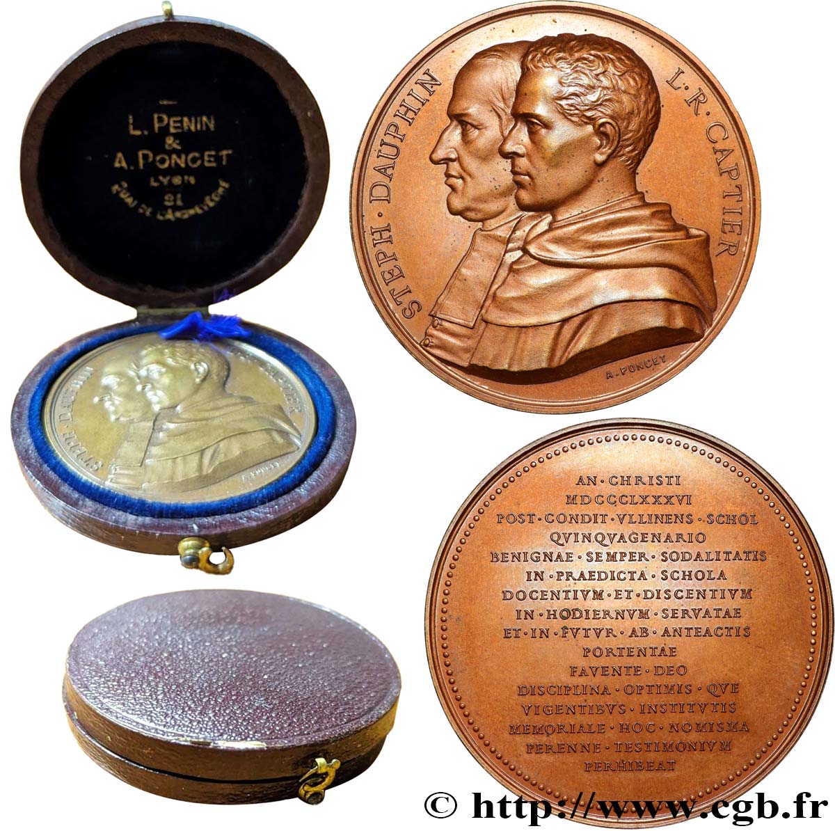 ITALY Médaille, Abbé Dauphin et Louis Raphaël Captier AU