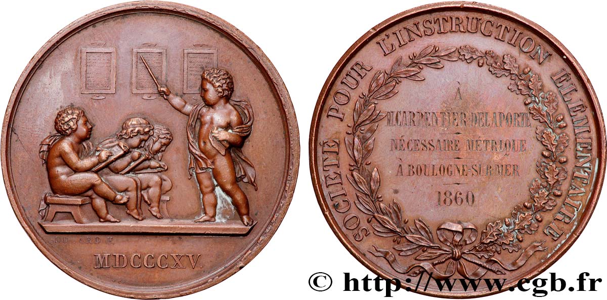 SECONDO IMPERO FRANCESE Médaille de récompense, Société pour l’instruction élémentaire BB