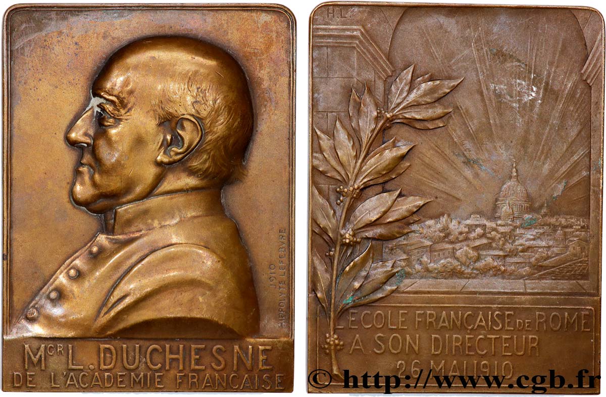 III REPUBLIC Plaquette, Mgr Louis Duchesne XF