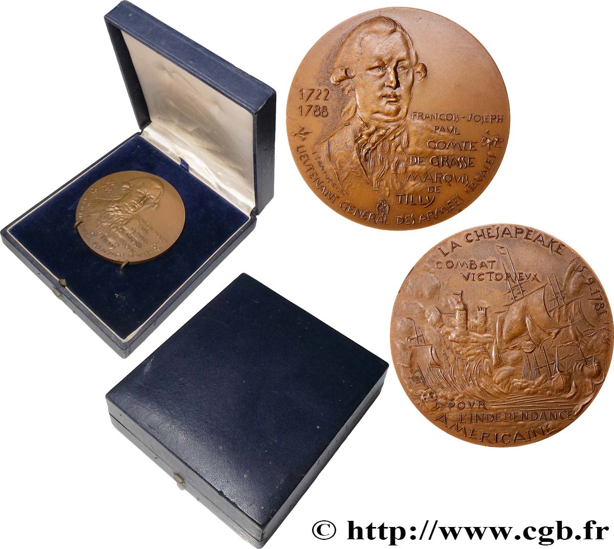 UNITED STATES OF AMERICA Médaille, François Joseph Paul de Grasse, La Chesapeake AU