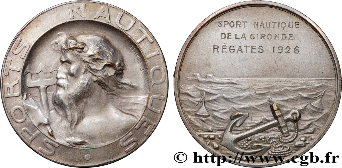 TROISIÈME RÉPUBLIQUE Médaille, Sport nautique de la Gironde, Régates SUP