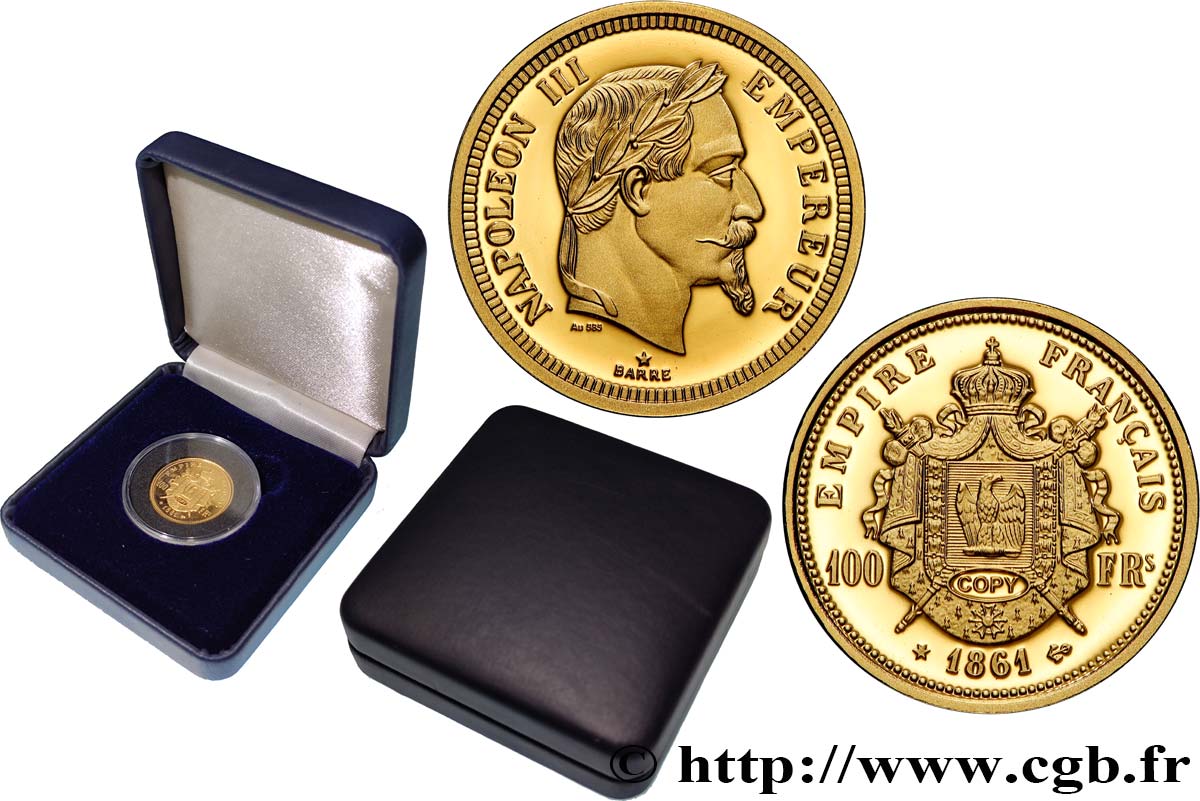 SECOND EMPIRE Médaille, Copie du 100 Francs or de Napoléon III