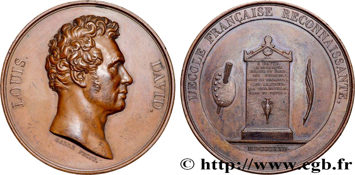 LOUIS XVIII Médaille, Louis David, L’école française reconnaissante XF