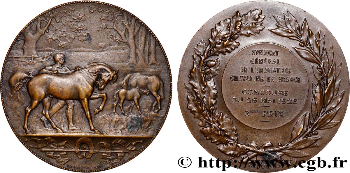 TERZA REPUBBLICA FRANCESE Médaille, Syndicat général de l’industrie chevaline de France, Concours, 2e prix q.SPL