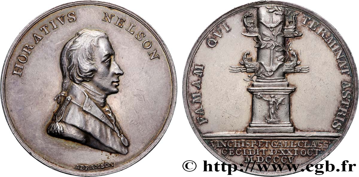 GRAN BRETAGNA - GIORGIO III Médaille, Amiral Nelson, Bataille de Trafalgar q.SPL