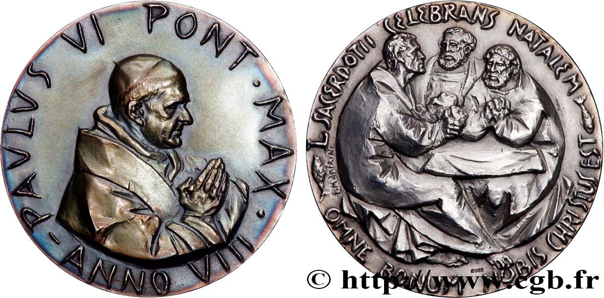 VATIKANSTAAT UND KIRCHENSTAAT Médaille, Paul VI, 50e anniversaire de son sacerdoce VZ