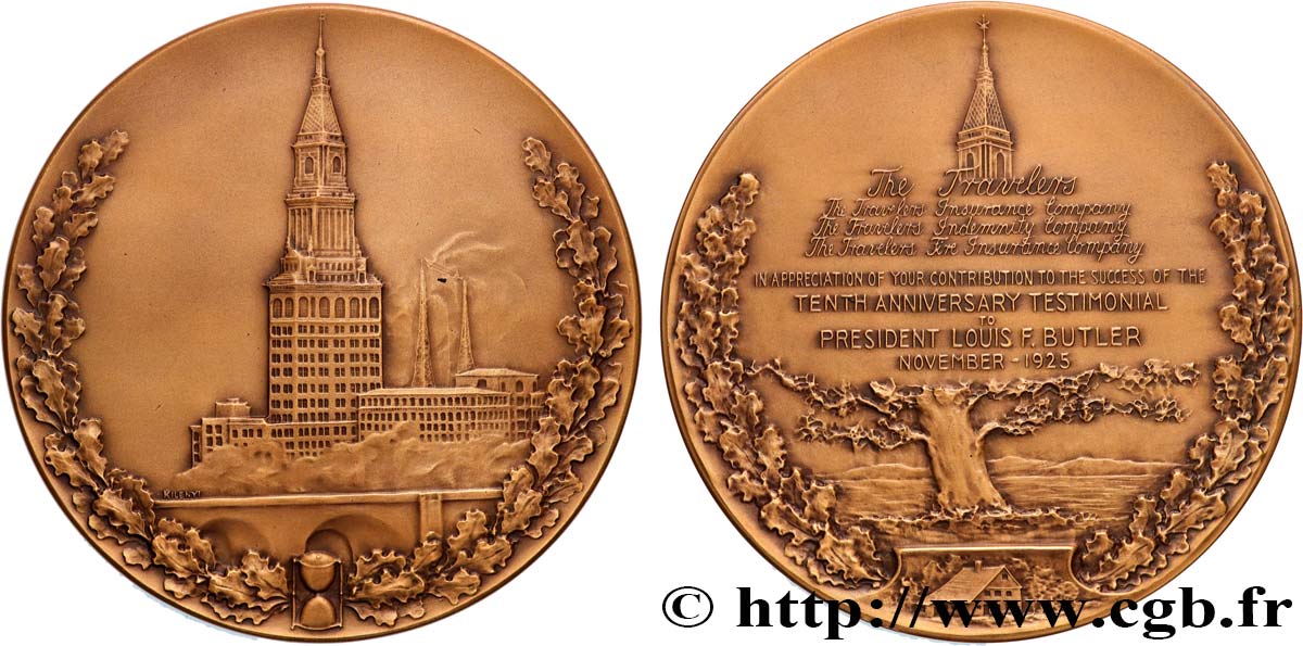 ÉTATS-UNIS D AMÉRIQUE Médaille, 10e anniversaire de The Travelers Insurance Company SUP