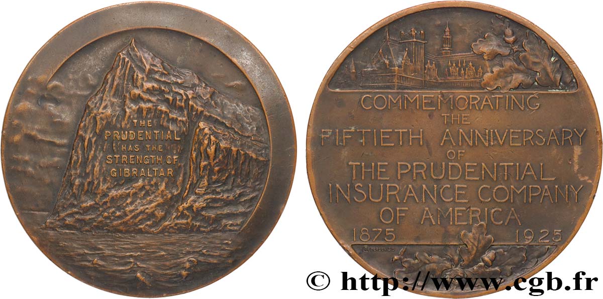 UNITED STATES OF AMERICA Médaille, 50e anniversaire de The Prudential Insurance Company of America XF