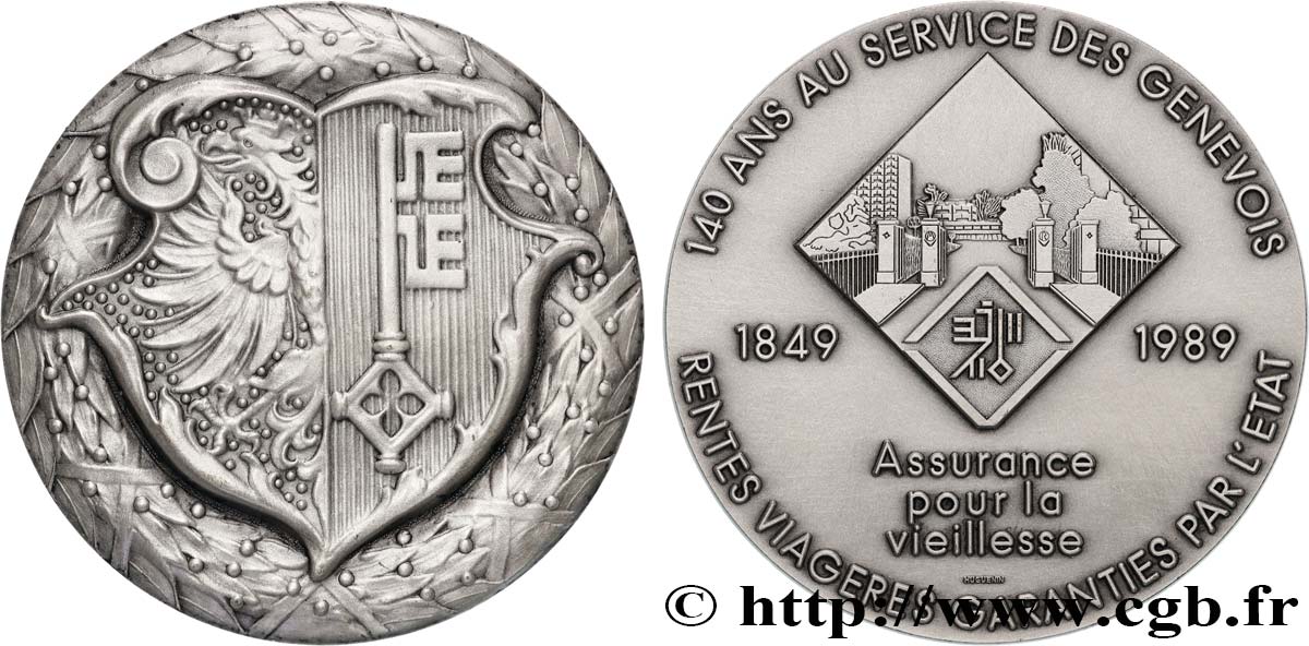SUISSE Médaille, 140 ans au service des genevois, Assurance pour la vieillesse SUP