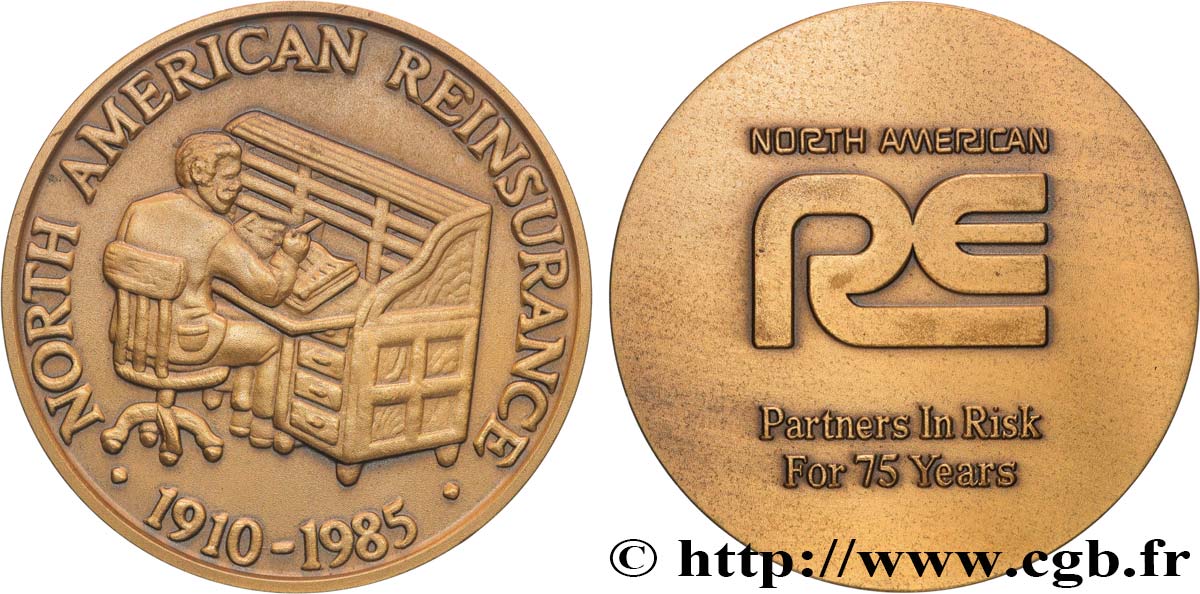 ÉTATS-UNIS D AMÉRIQUE Médaille, 75e anniversaire du North American Reinsurance SUP