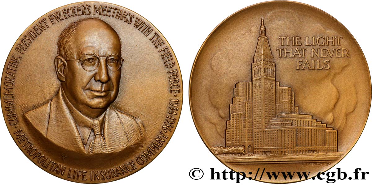 STATI UNITI D AMERICA Médaille, Commémoration des rencontres du président F. W. Ecker et les Field Force SPL