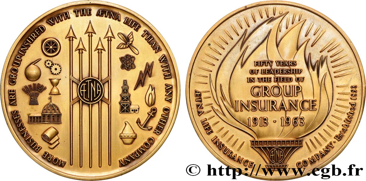 ÉTATS-UNIS D AMÉRIQUE Médaille, 50 ans de leadership, Group Insurance TTB+