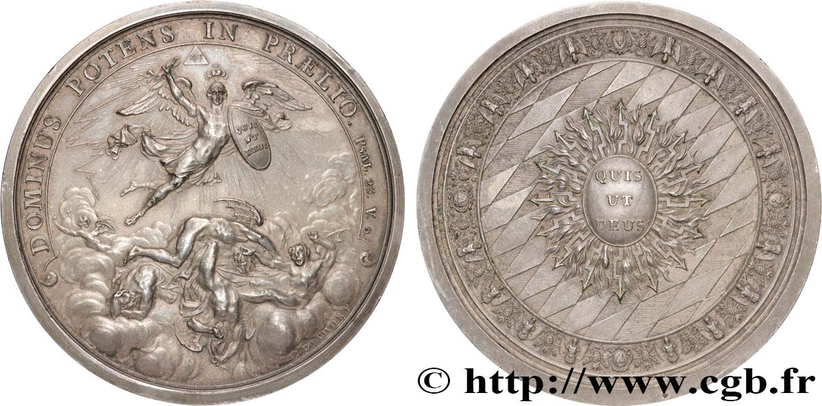 LOUIS XV THE BELOVED Médaille, Fondation de l ordre de Saint-Michel de Bavière, refrappe AU