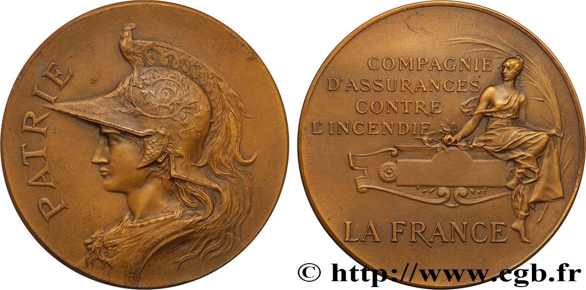 ASSURANCES Médaille, PATRIE, Compagnie d’assurances contre l’incendie, La France TTB+