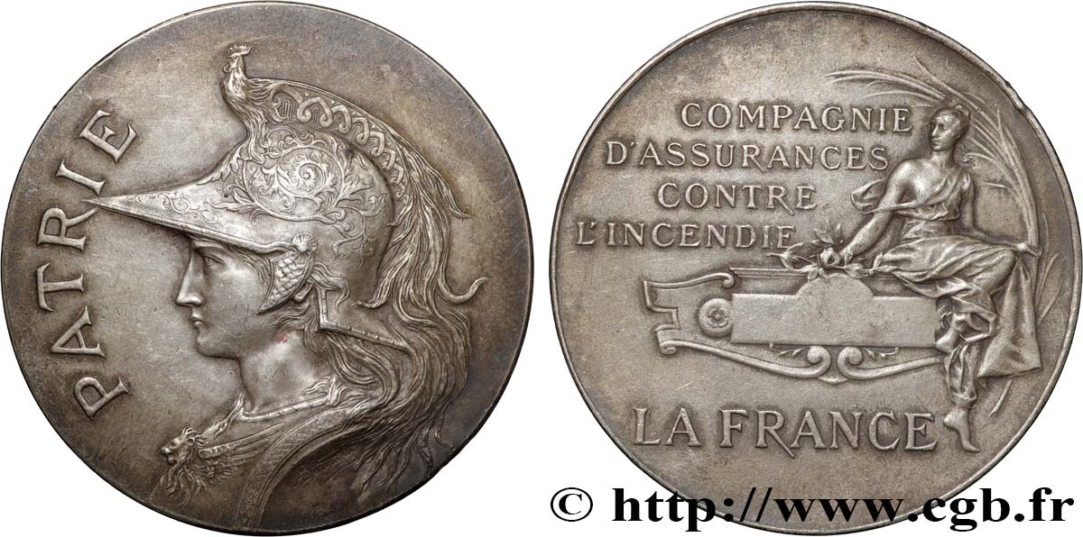 INSURANCES Médaille, PATRIE, Compagnie d’assurances contre l’incendie, La France AU