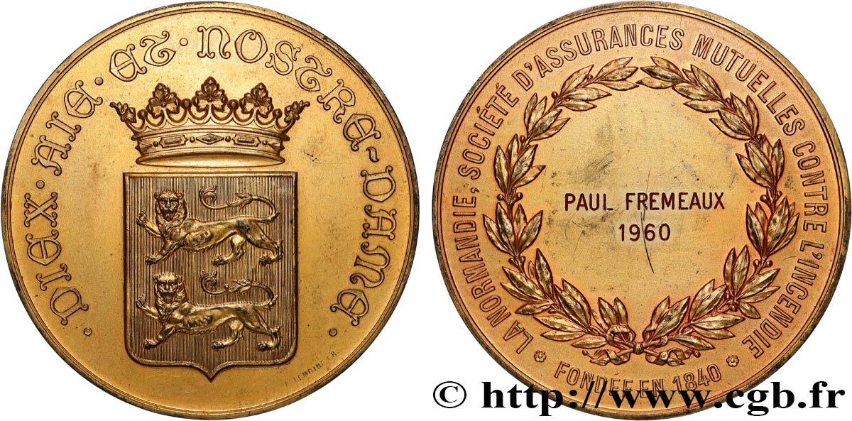 CINQUIÈME RÉPUBLIQUE Médaille, La Normandie TTB+