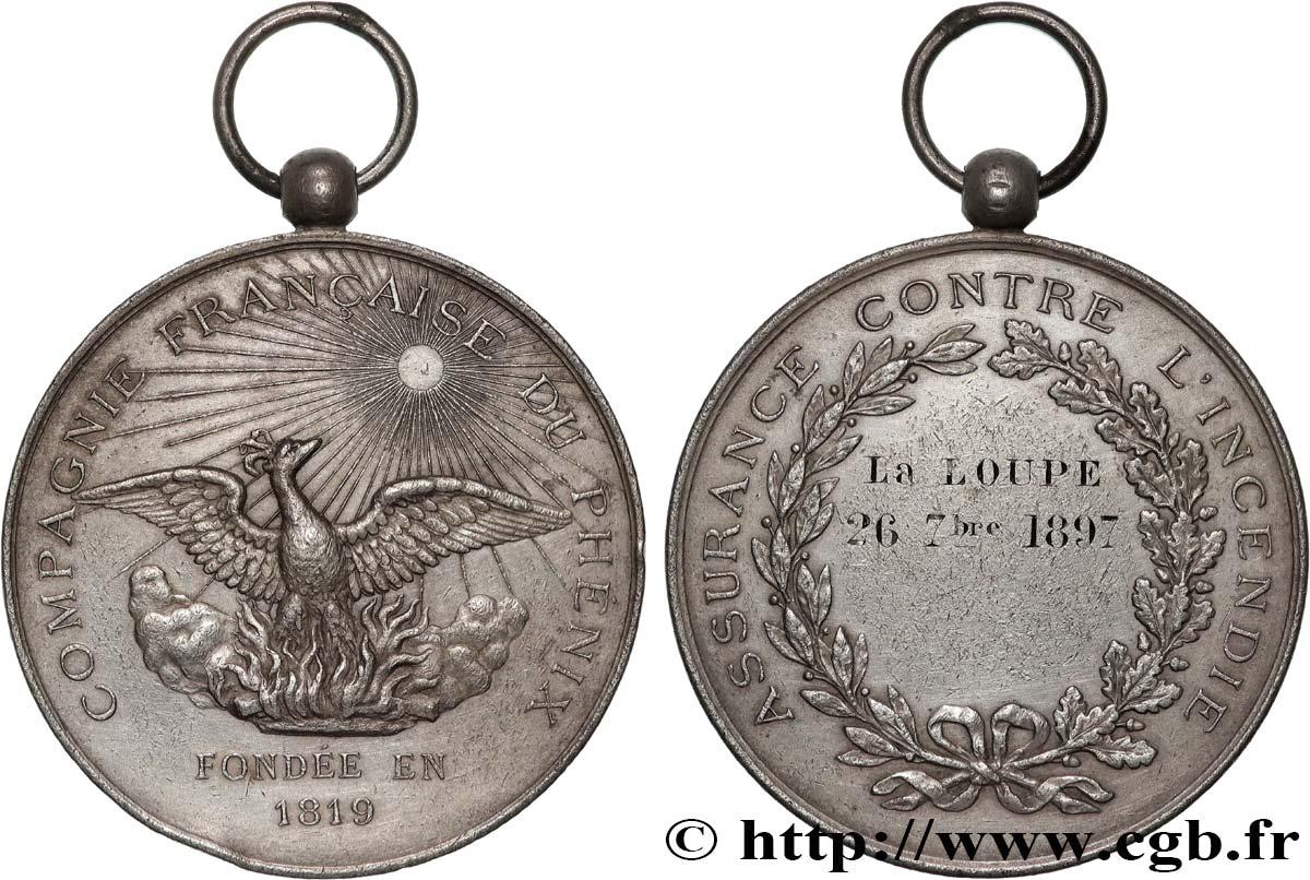 TROISIÈME RÉPUBLIQUE Médaille, Compagnie française du Phénix TTB