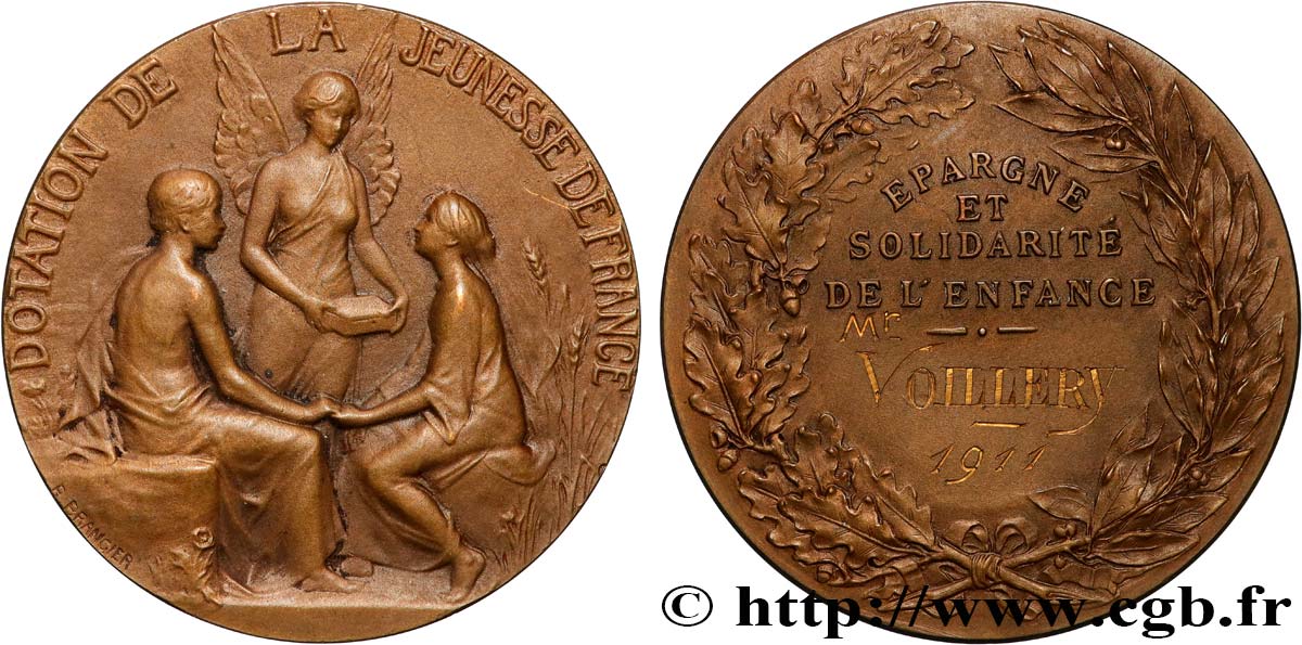 TERZA REPUBBLICA FRANCESE Médaille, Dotation de la Jeunesse de France SPL