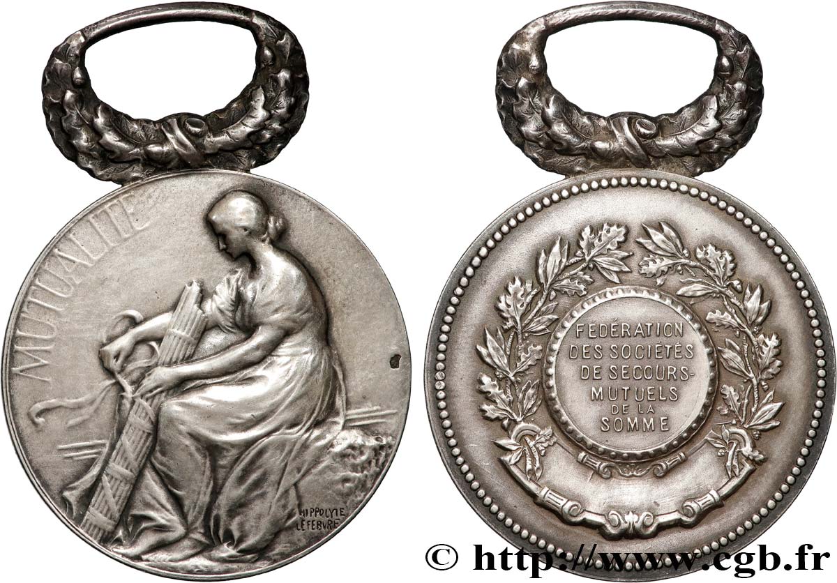 LES ASSURANCES Médaille, Fédération des sociétés de secours mutuels de la Somme SS