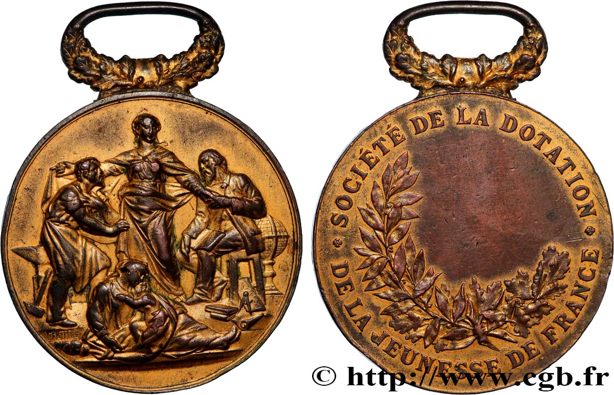 TERZA REPUBBLICA FRANCESE Médaille, Société de la dotation de la jeunesse de France BB