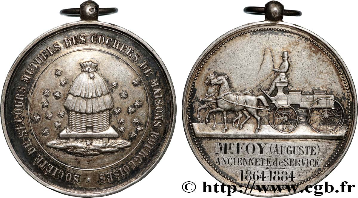 ASSURANCES Médaille, Société de secours mutuels des cochers des maisons bourgeoises TTB