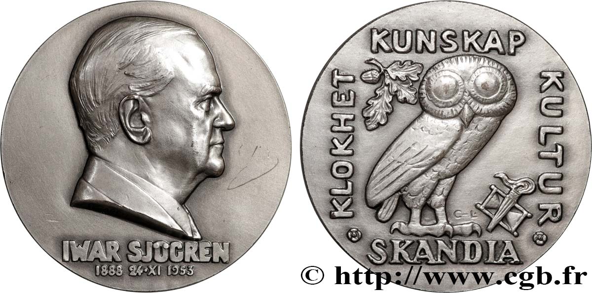 SUÈDE Médaille, Hommage à Iwar Sjögren AU