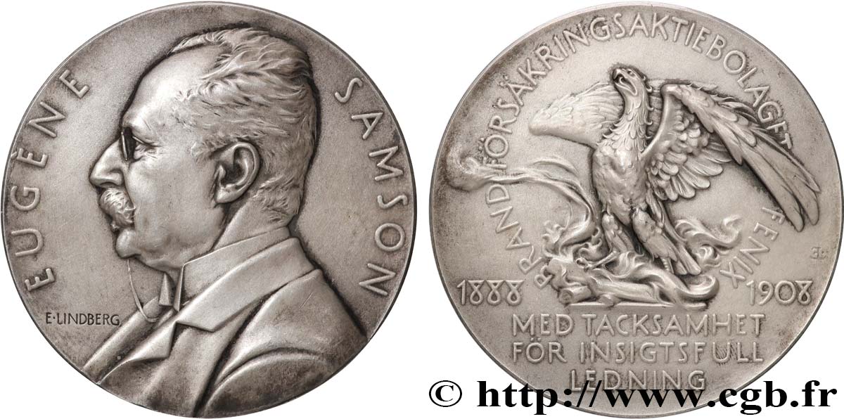 SUÈDE Médaille, 20e anniversaire de FENIX, Eugène Samson TTB+