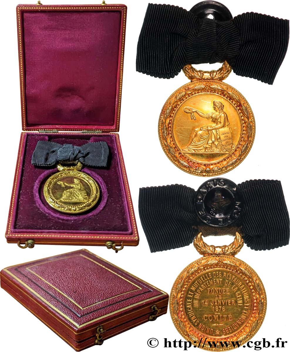 TERZA REPUBBLICA FRANCESE Médaille, Union syndicale et mutuelle des restaurateurs et limonadiers, Comité SPL