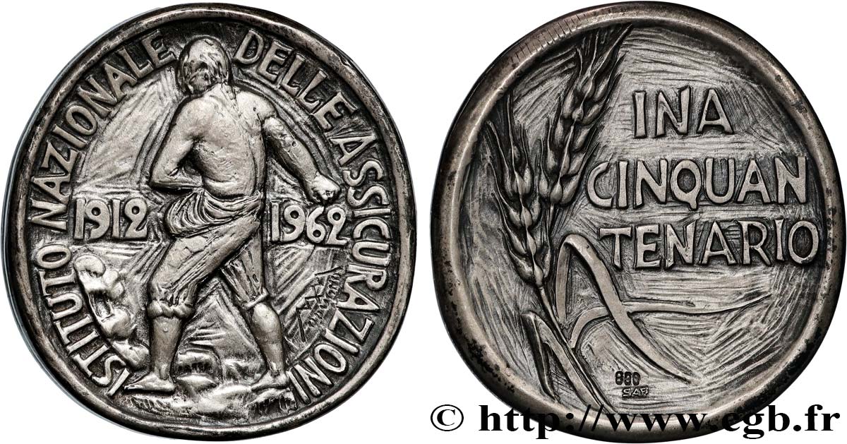 ITALIE Médaille, Cinquantenaire de l’Istituto Nazionale delle Assicurazioni SUP/TTB+