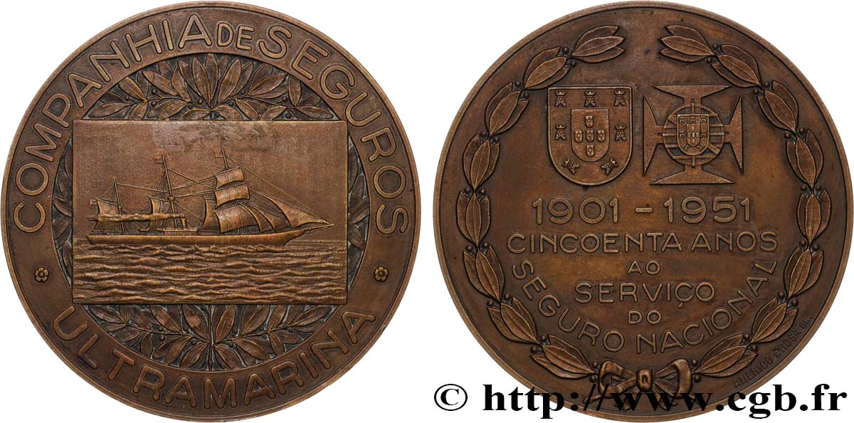 PORTUGAL Médaille, Cinquantenaire de Seguro Nacional AU