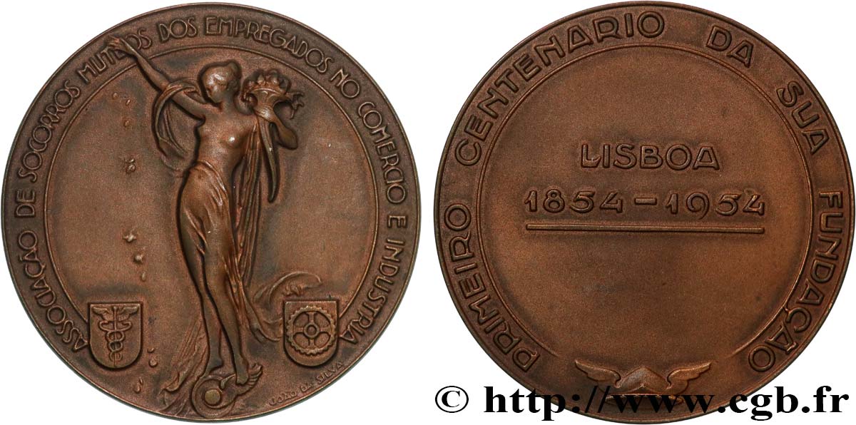 PORTUGAL Médaille, Centenaire de la fondation, Association de secours mutuels des Salariés du commerce et de l industrie MBC+