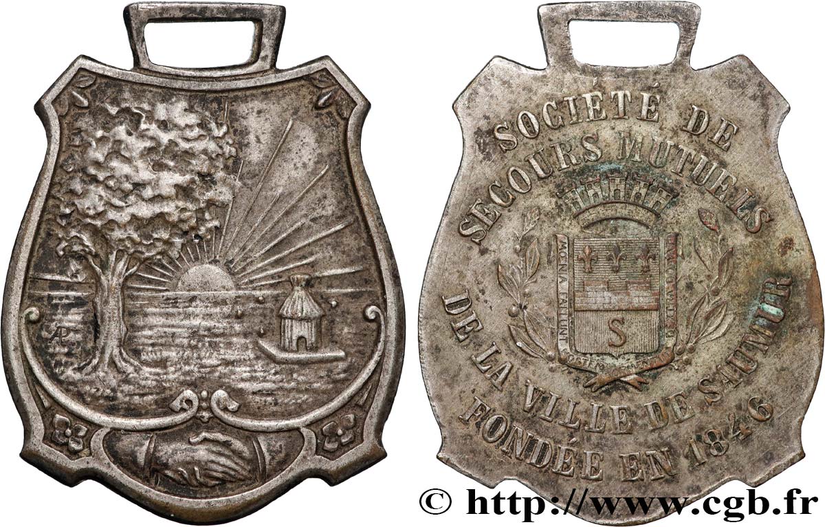 ASSURANCES Médaille, Société de secours mutuels de la ville de Saumur TB+