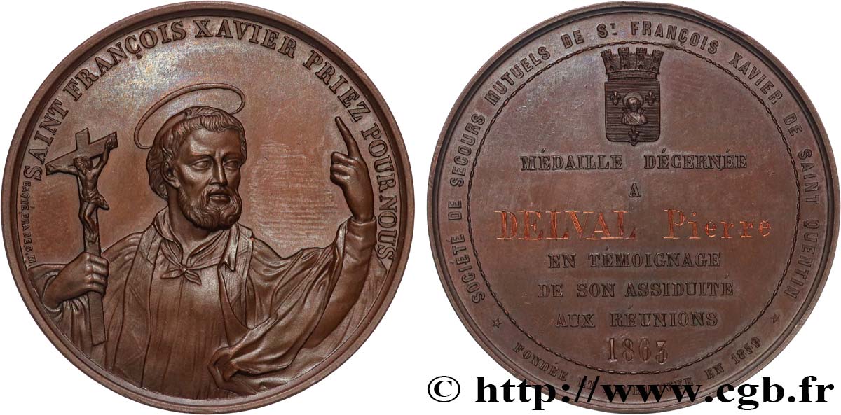 SECONDO IMPERO FRANCESE Médaille, Société de secours mutuels St François-Xavier SPL