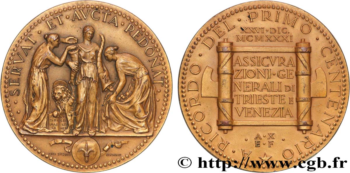 ITALIE Médaille, Centenaire de GENERALI TTB+