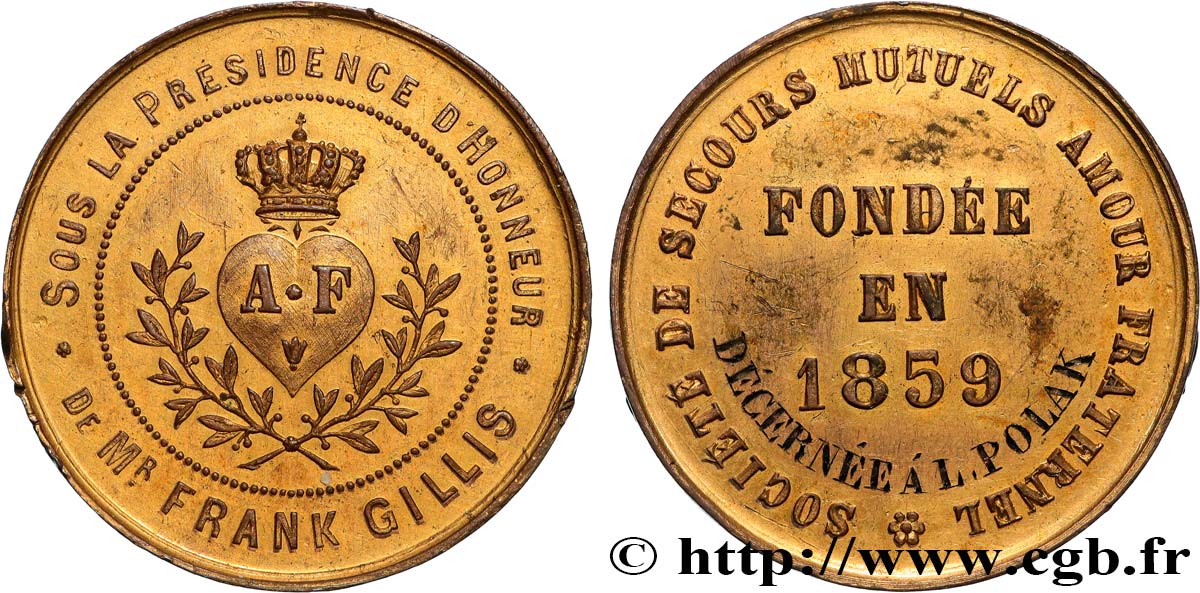 ASSURANCES Médaille, Société de Secours Mutuels, Amour fraternel XF