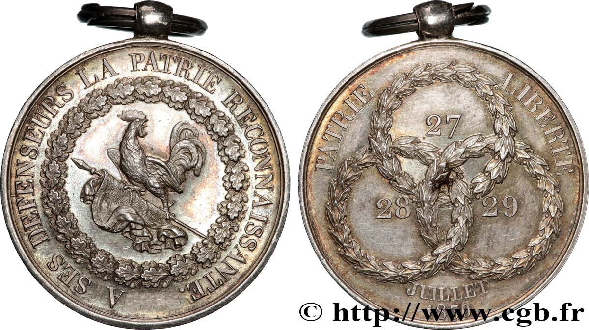 LOUIS-PHILIPPE - LES TROIS GLORIEUSES Médaille, Commémoration des Trois Glorieuses, dite médaille de Juillet AU