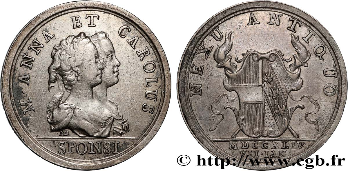 LORRAINE - CHARLES ALEXANDRE DE LORRAINE Médaille, Mariage de Charles-Alexandre de Lorraine avec Marie-Anne d’Autriche  BB