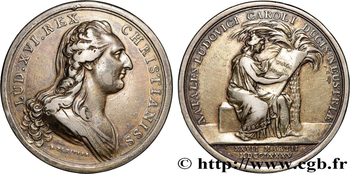 LOUIS XVI Médaille, Naissance du duc de Normandie (Louis XVII), transformée en médaille de mariage fSS