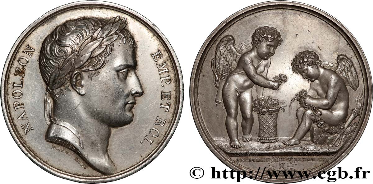 PRIMO IMPERO Médaille, Mariage de Jérôme Napoléon et Catherine de Würtemberg BB