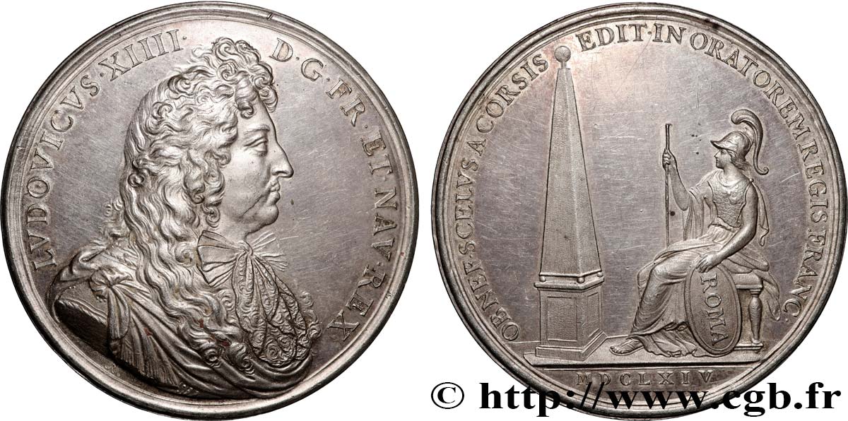 LOUIS XIV  THE SUN KING  Médaille, Pyramide corse élevée à Rome, frappe postérieure EBC/MBC+