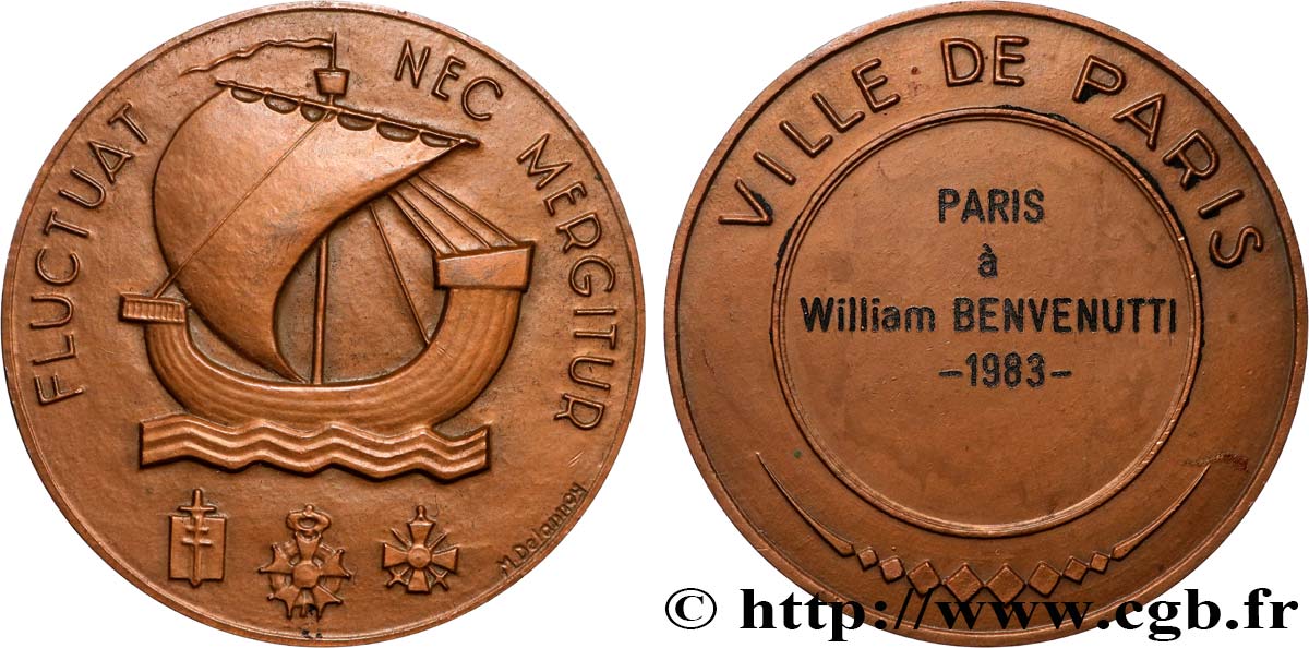 Médaille France Ville De Paris - Fluctuac Nec Mergitur Par DELANNOY - Bronze 50mm 78,2g