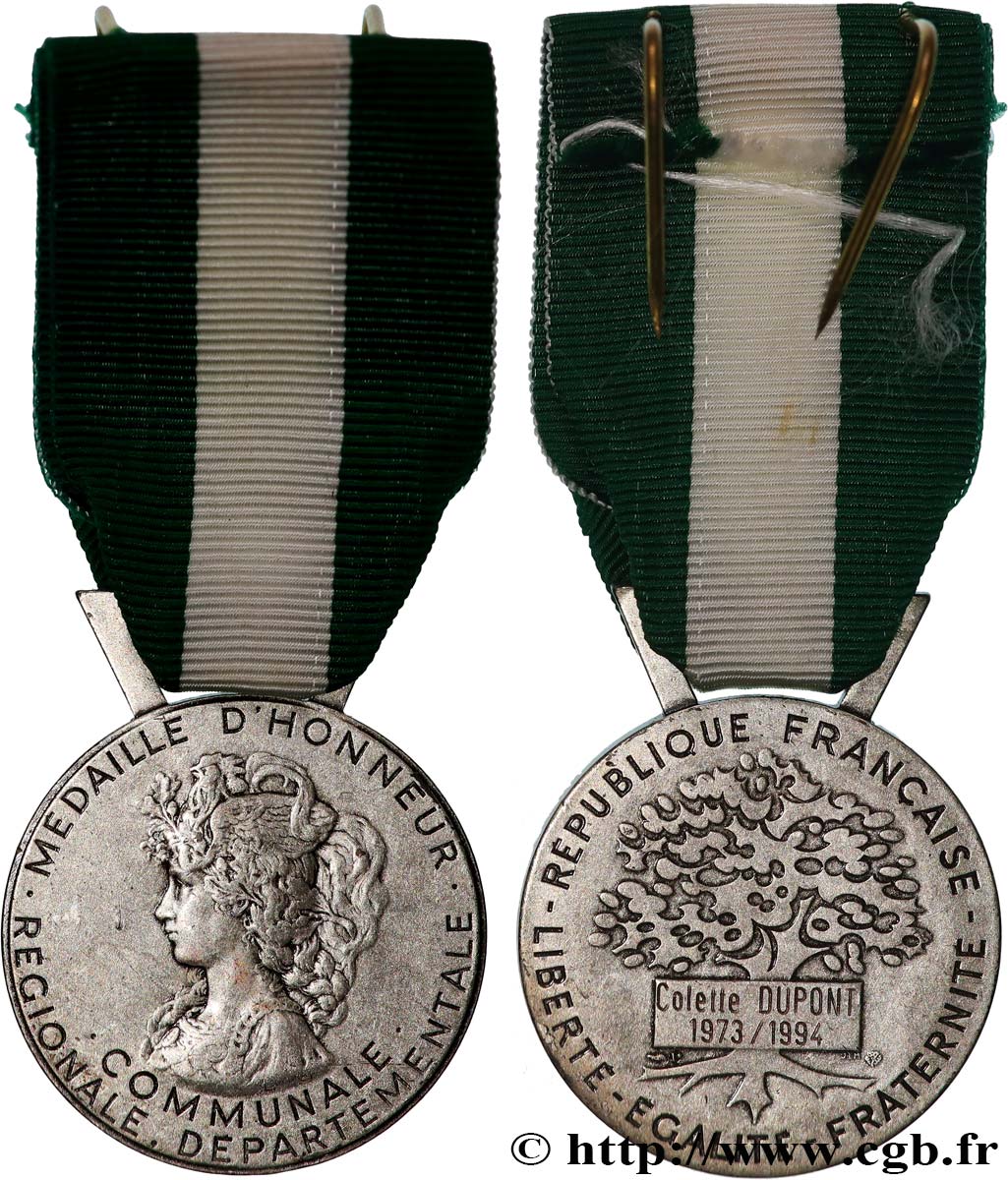 CINQUIÈME RÉPUBLIQUE Médaille d’Honneur communale, régionale, départementale TTB+