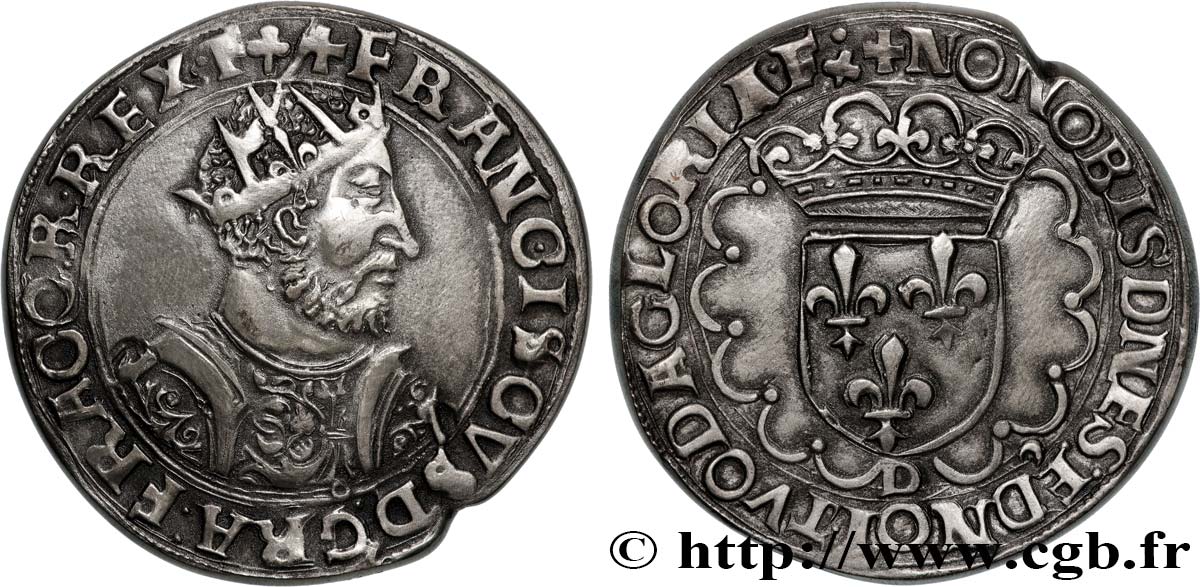FRANCIS I Médaille, Reproduction du Teston, 8e type, de Lyon, Exemplaire Éditeur AU
