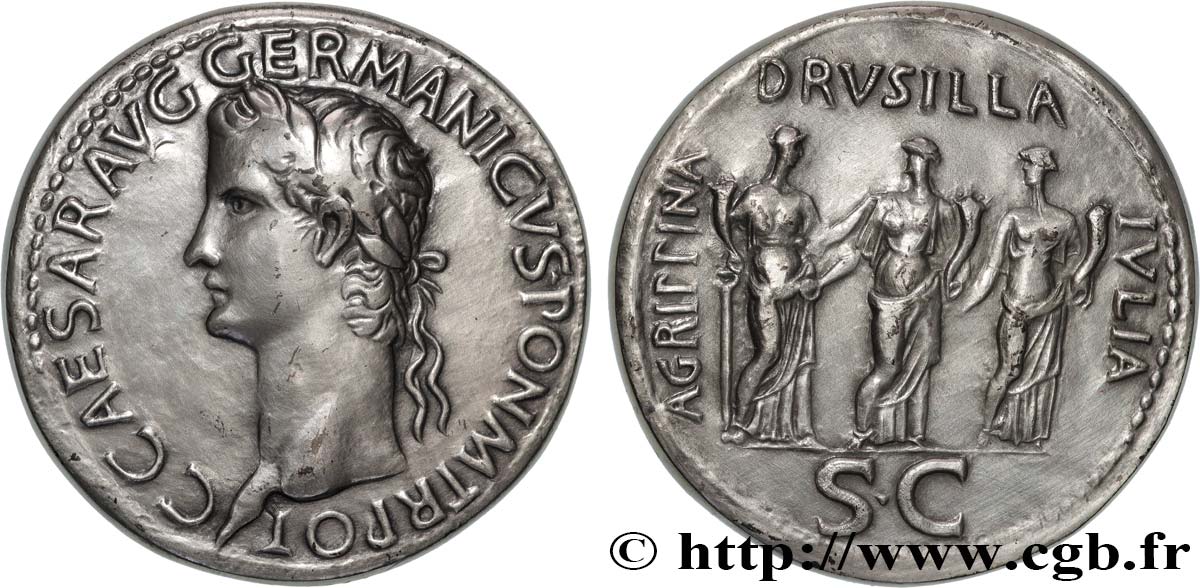 CALÍGULA Médaille, Reproduction du Padouan (FAUX SESTERCE) de Caligula, Exemplaire Éditeur EBC
