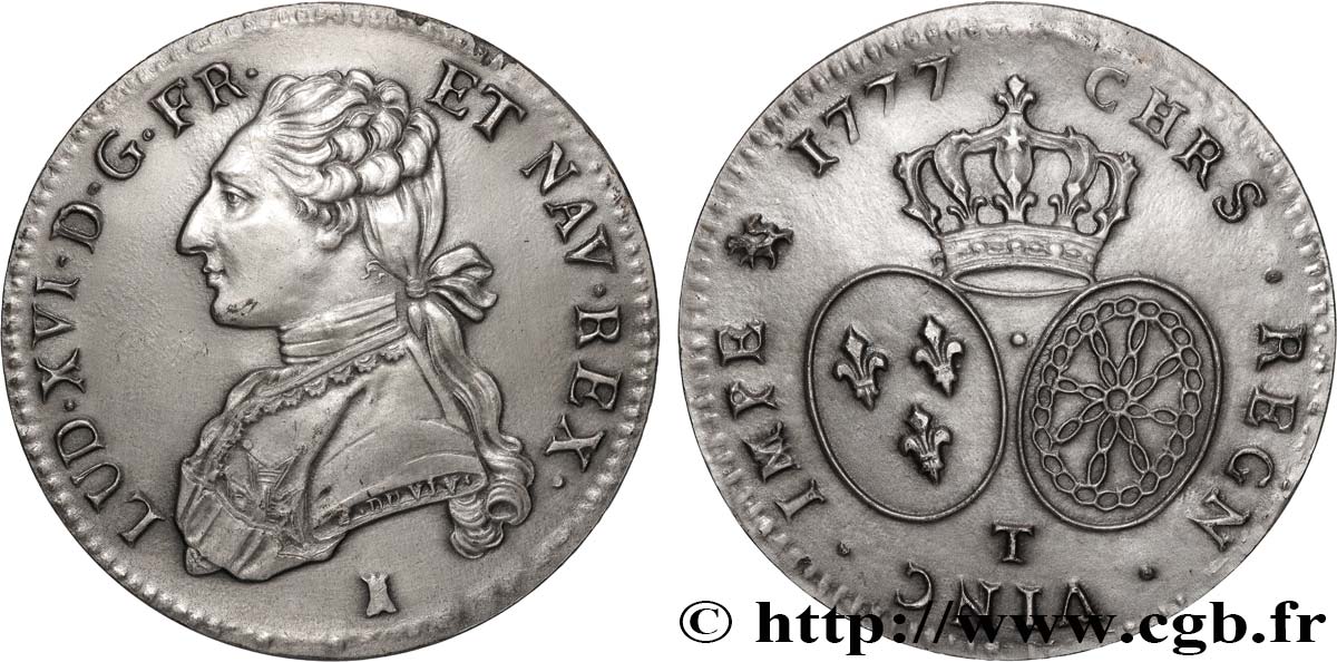 LOUIS XVI Médaille, Reproduction du Demi-louis d’or aux écus ovales de Nantes, Exemplaire Éditeur AU